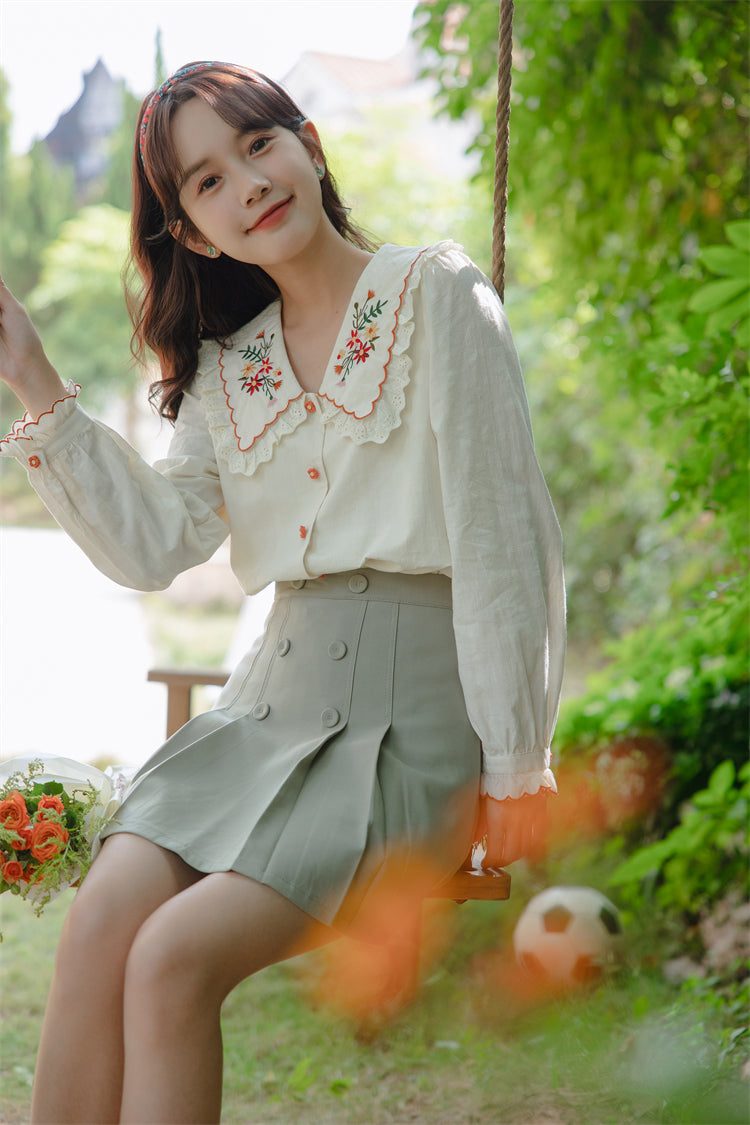 Floral Blooms Embroidered Blouse