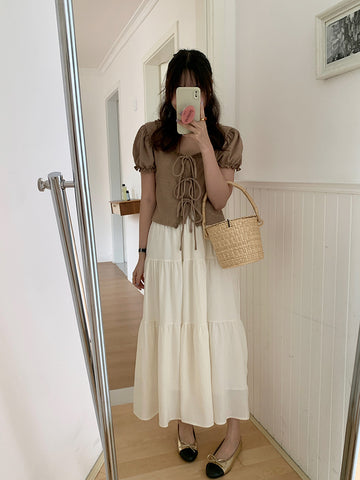 Pleated Tiered Maxi Skirt