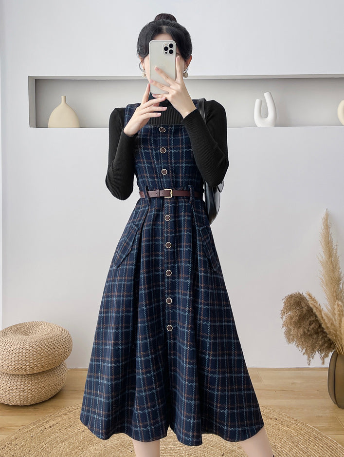 Vestido estilo pichi a cuadros con botones