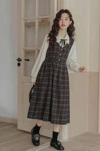 Edinburgh Plaid Pinafore Dress Set