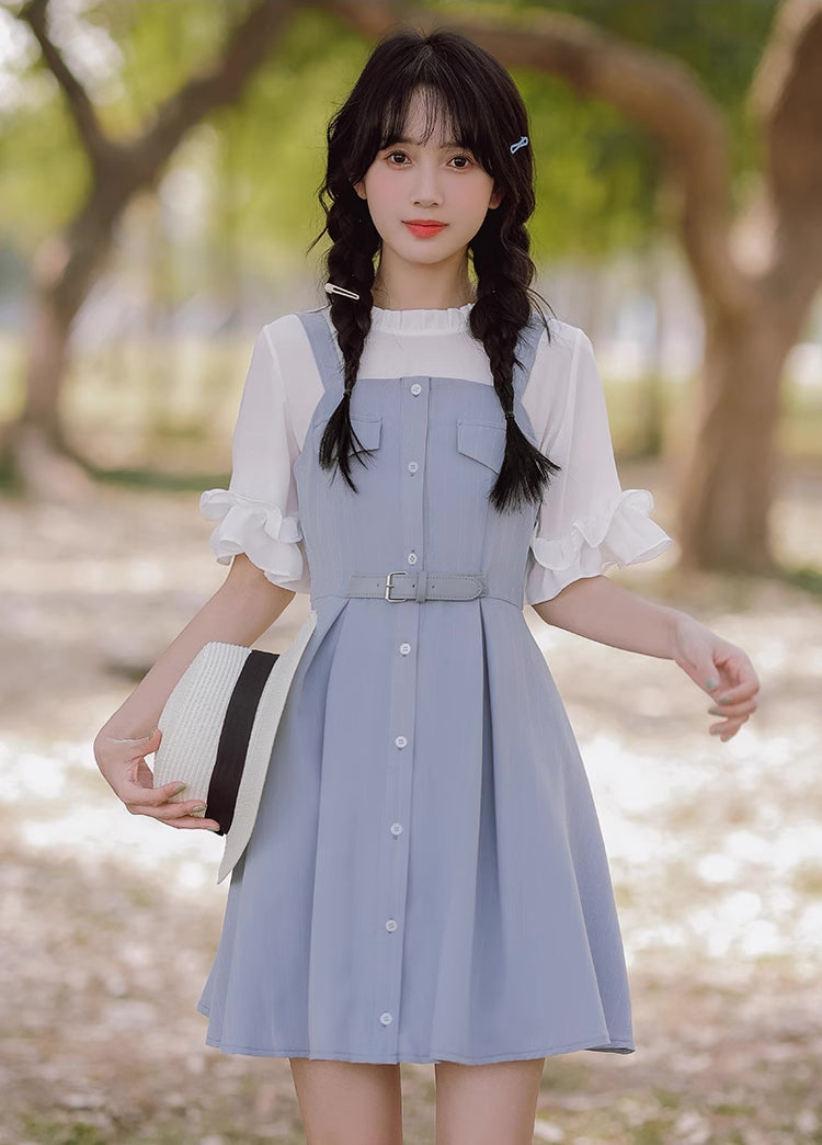 Vestido mini de rayas con botones