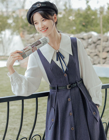 Traveller's Pinafore-Set mit Nadelstreifen