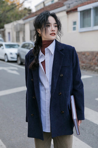 Corduroy Double Breasted Blazer Jacket