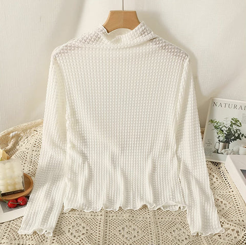 Camisa de capas de crepé gofre