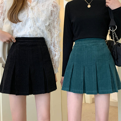 Corduroy Pleated Skirt