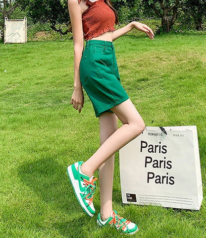 Rainbow Denim Bermuda Shorts