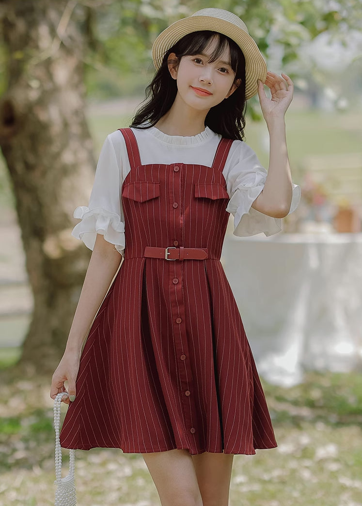 Vestido mini de rayas con botones