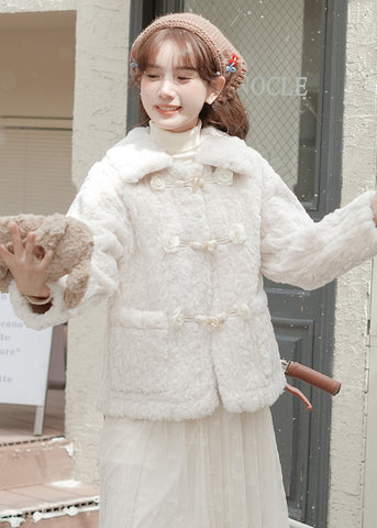 Abrigo de piel con botones Little Rose