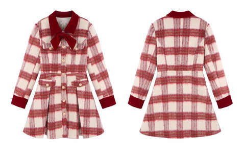 Minivestido a cuadros con estampado de bastón de caramelo