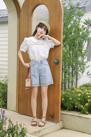 Daisy Chain Embroidered Shorts