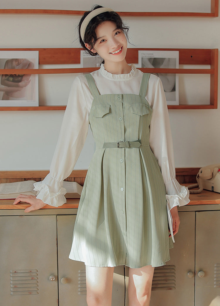 Vestido mini de rayas con botones