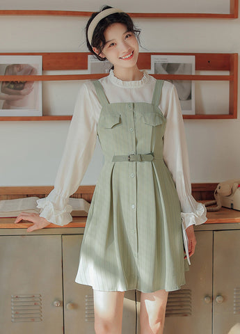 Vestido mini de rayas con botones
