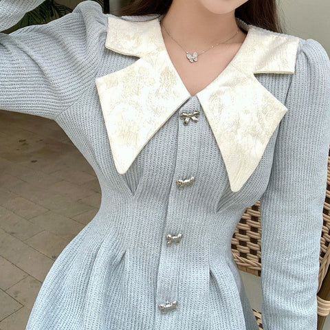 Sweet Bow Peter Pan Knit Dress