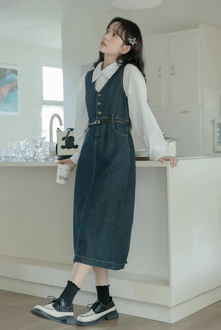 Denim Midi Pinafore