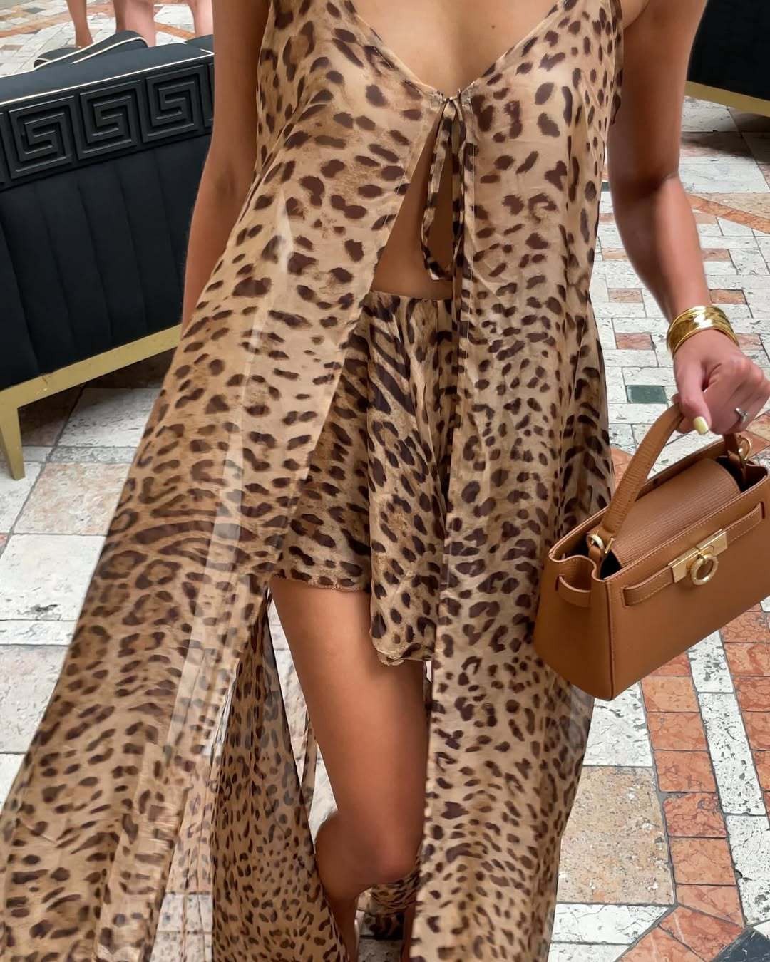 Leopard Print Shorts Vacation Two Piece Suit
