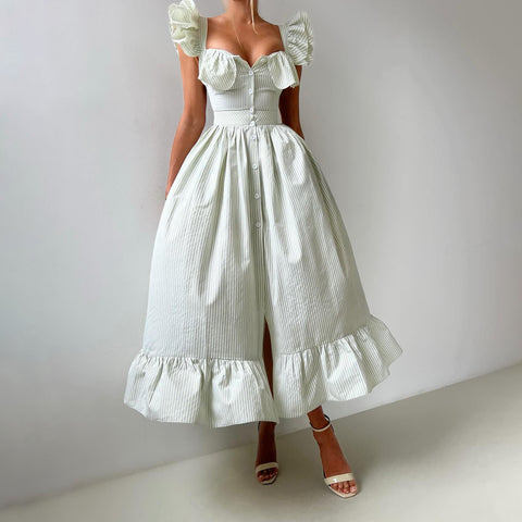 Ruffled Striped Midi Dress