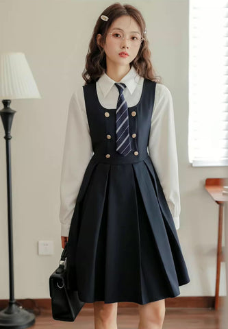 Double Breasted Mini Pinafore Set
