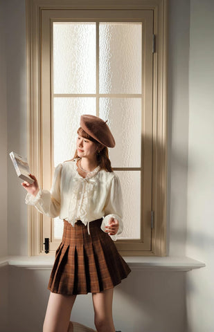 Ruffle Trim Tie Neck Blouse