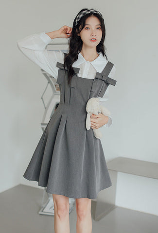 Little Bow Mini Pinafore Dress Set