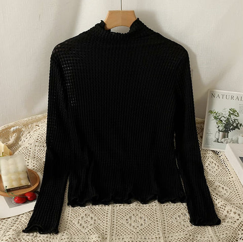 Camisa de capas de crepé gofre