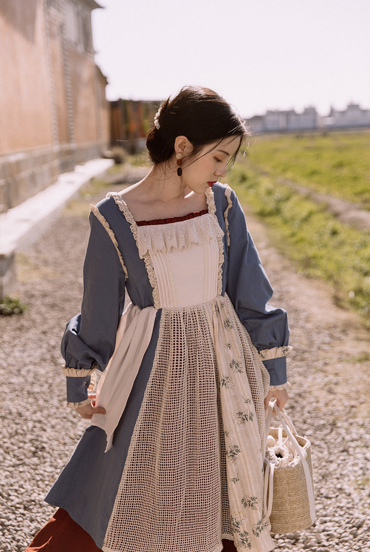 Vestido de doncella de patchwork