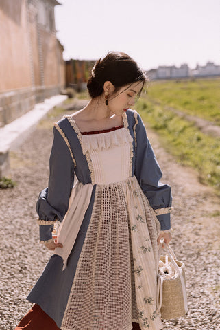 Vestido de doncella de patchwork