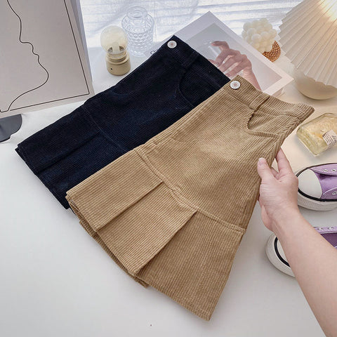 Corduroy Mermaid Pleated Skirt