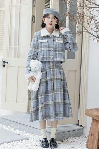 Elsa Plaid Tweed Midi Set