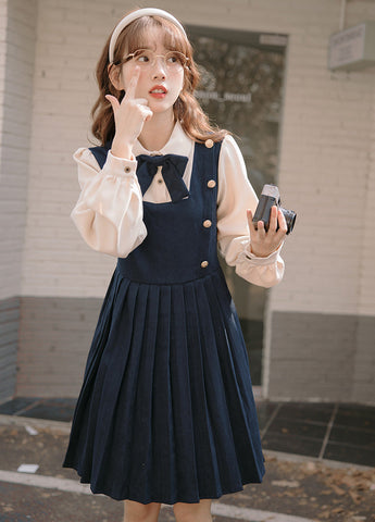 Varsity Pleated Twofer Dress