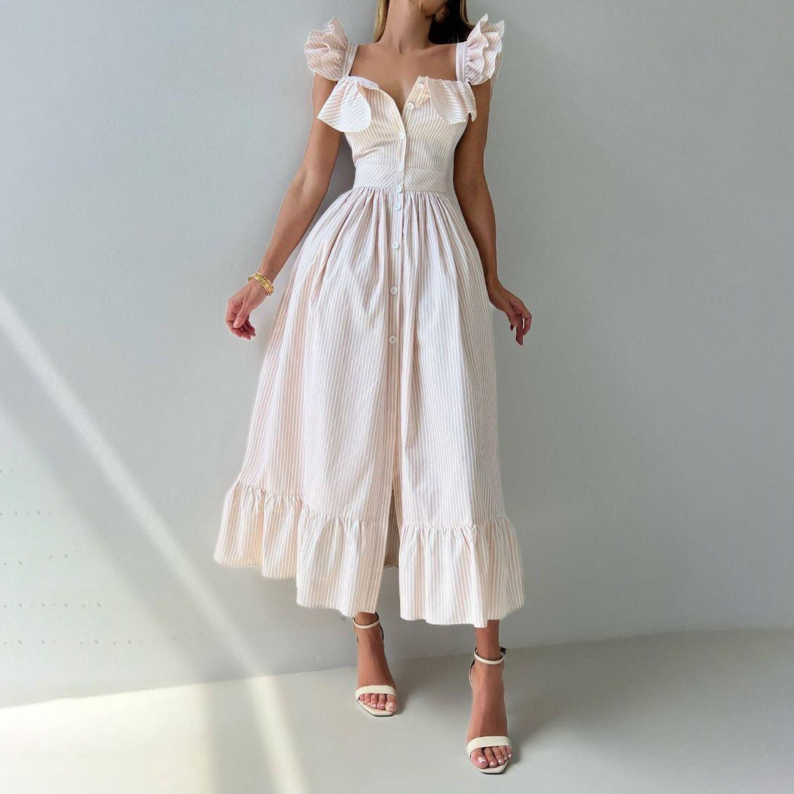 Ruffled Striped Midi Dress