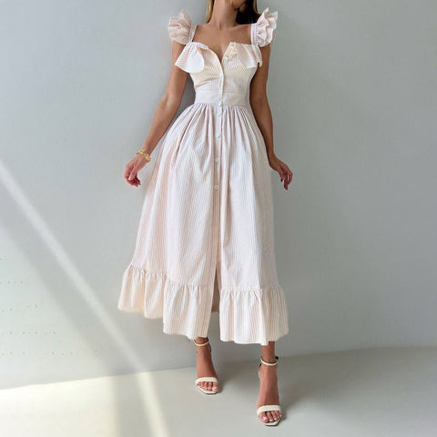 Ruffled Striped Midi Dress