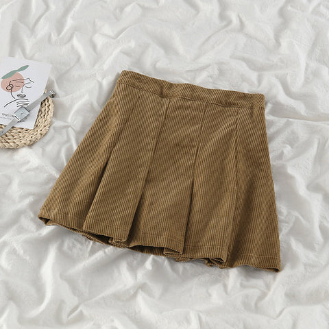 Corduroy Pleated Skirt
