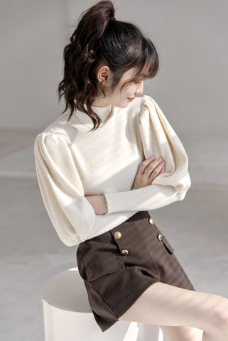 Puff Sleeve High Neck Sweater