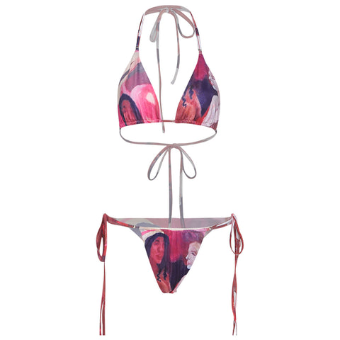 Screen Print Halter Bikini Set