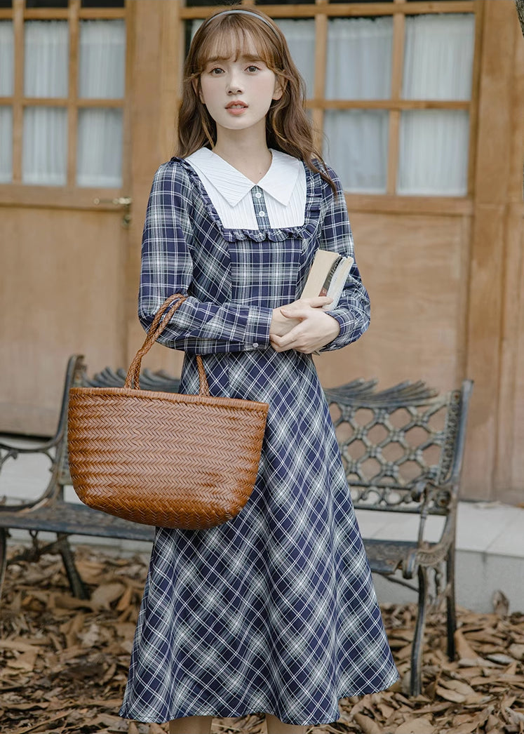 Vestido midi de cuadros uni