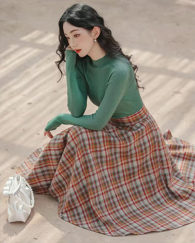 Maple – Karierter Midi-Tellerrock