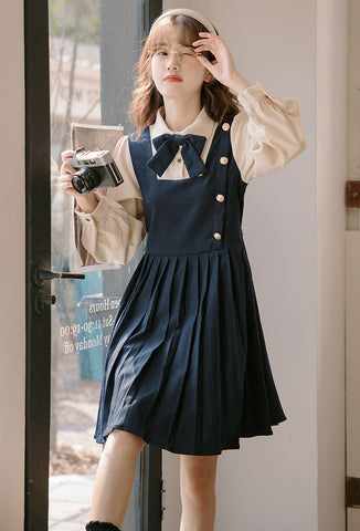 Varsity Pleated Twofer Dress