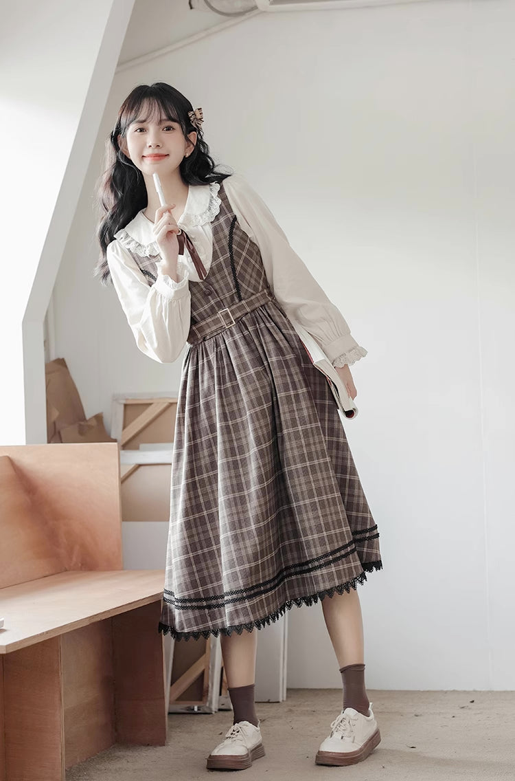 Mocca Plaid Midi Dress