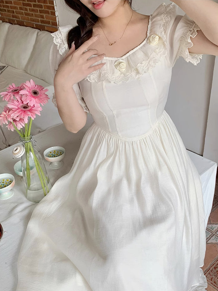 Vestido midi Blanc Rose