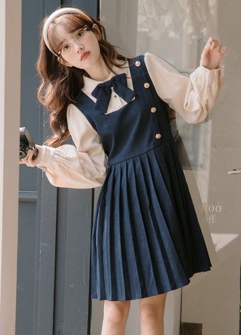Varsity Pleated Twofer Dress