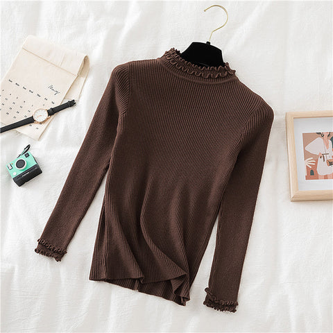 Basic Frilly Mock Neck Sweater