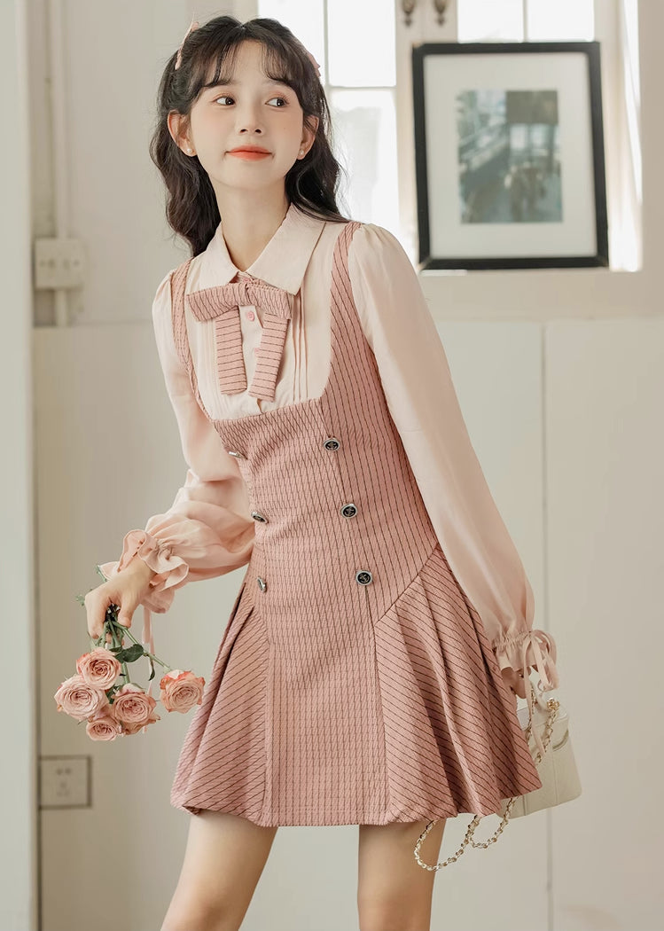 Preppy Stripe Twofer Minikleid