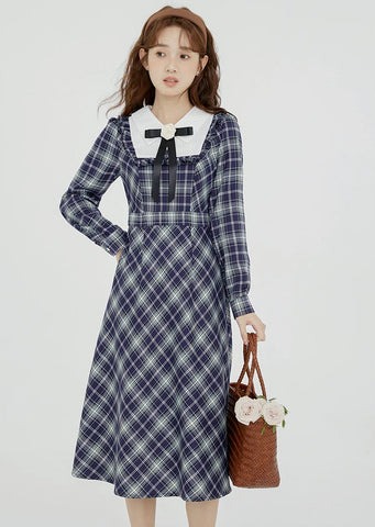 Uni Plaid Midi Dress