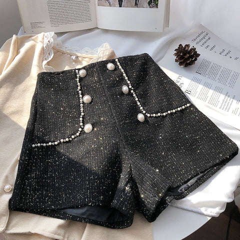 Pearl Trim Tweed Shorts