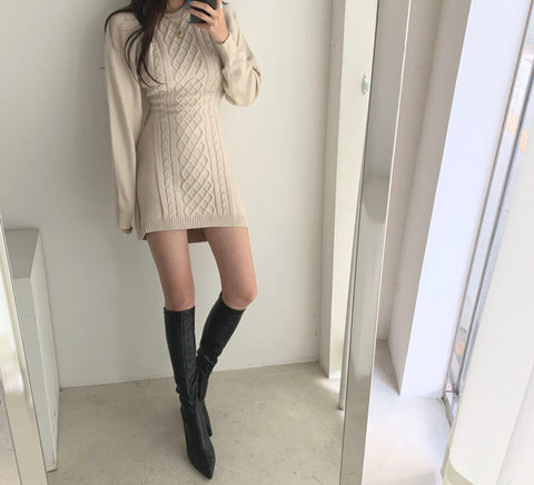 Ribbed Bodycon Mini Sweater Dress