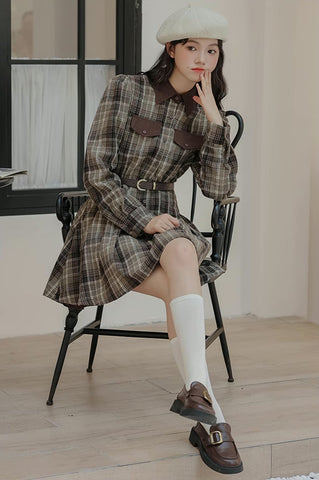 Brown Sugar Plaid Shirt Dress