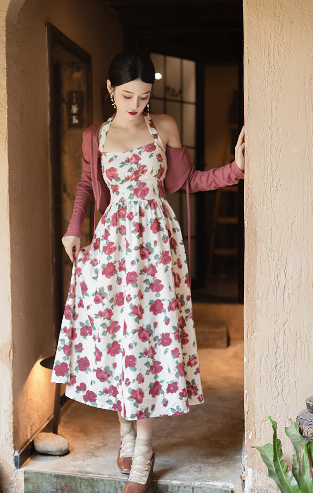 Retro Rose Midi Dress