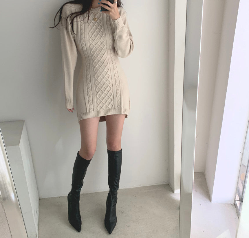 Ribbed Bodycon Mini Sweater Dress