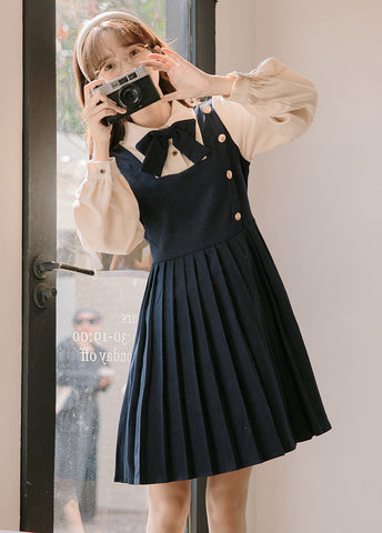 Varsity Pleated Twofer Dress
