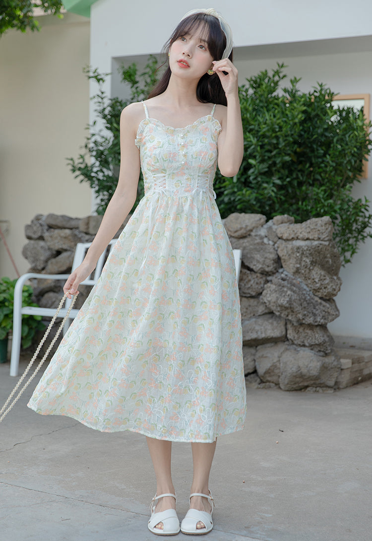 Vestido camisola con estampado de jardín de acuarela